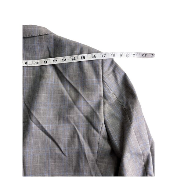 J Hilburn Vitale Barberis Men 36R Blazer European Fit Gray Wool Glen Plaid - Picture 15 of 16